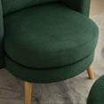 thumbnail image 6 of Modern Accent Chair with Ottoman, Reading Barrel Chair with Footrest, 30.7" Wide Round Upholstered Comfy Armchair with Throw Pillow Reading Chair with Solid Wood Legs for Living Room Bedroom(Green), 6 of 7
