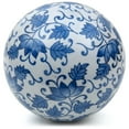 thumbnail image 2 of Oriental Furniture 6" Decorative Porcelain Ball, Blue Leaves, Decorative item, center piece, 2 of 5