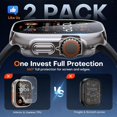 thumbnail image 2 of KOMI 2 Pack Hard Case Designed for Apple Watch Ultra 2 (2023) / Ultra 1 49mm, with 9H [HD Clear] Tempered Glass Screen Protector, [Full Protection] Slim Cover for iWatch 49mm  Clear, 2 of 6