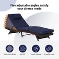 thumbnail image 3 of Modern 76" Outdoor PE Rattan Reclining Chair Set, Lounge Chair Recliner up to 150°, for Beach, Poolside, Garden, Set of 2, Brown Frame, 6 Available Color Cushion, 3 of 6