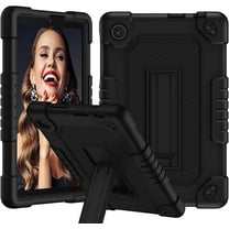 FIEWESEY for TCL TAB 8 WiFi 9132X / for TCL TAB 8 LE 9137W Tablet Case Soft Silicone Shell Case with Stand Shoulder Strap  for TCL TAB 8 WiFi/TCL TAB 8 LE(Black Black)