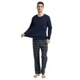 thumbnail image 4 of Amaxer Mens Cotton 2-Piece Flannel Pajama Sets - Crew Neck Knit Top Flannel Plaid Pants | Soft, Breathable Sleepwear for Men, 4 of 7