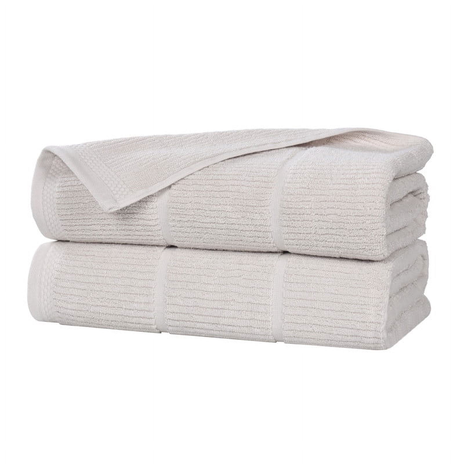 Superior Milo 2 Piece Smart Twist Cotton Bath Sheets, Medium Weight Ribbed Design Towels, Silver