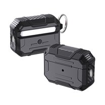 Compatible with Airpods Pro 2nd Gen 2022, Full-Body Rugged Hard Shell Shockproof Protective Case Cover with Keychain for Men Women Designed for Airpods Pro 2nd Gen 2022,Black