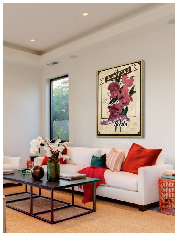 "Flower Packet Sweet Peas" Painting Print on Wrapped Canvas