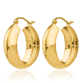 thumbnail image 5 of 14K Solid Yellow Gold Medium Hoop Earrings, 5 of 10