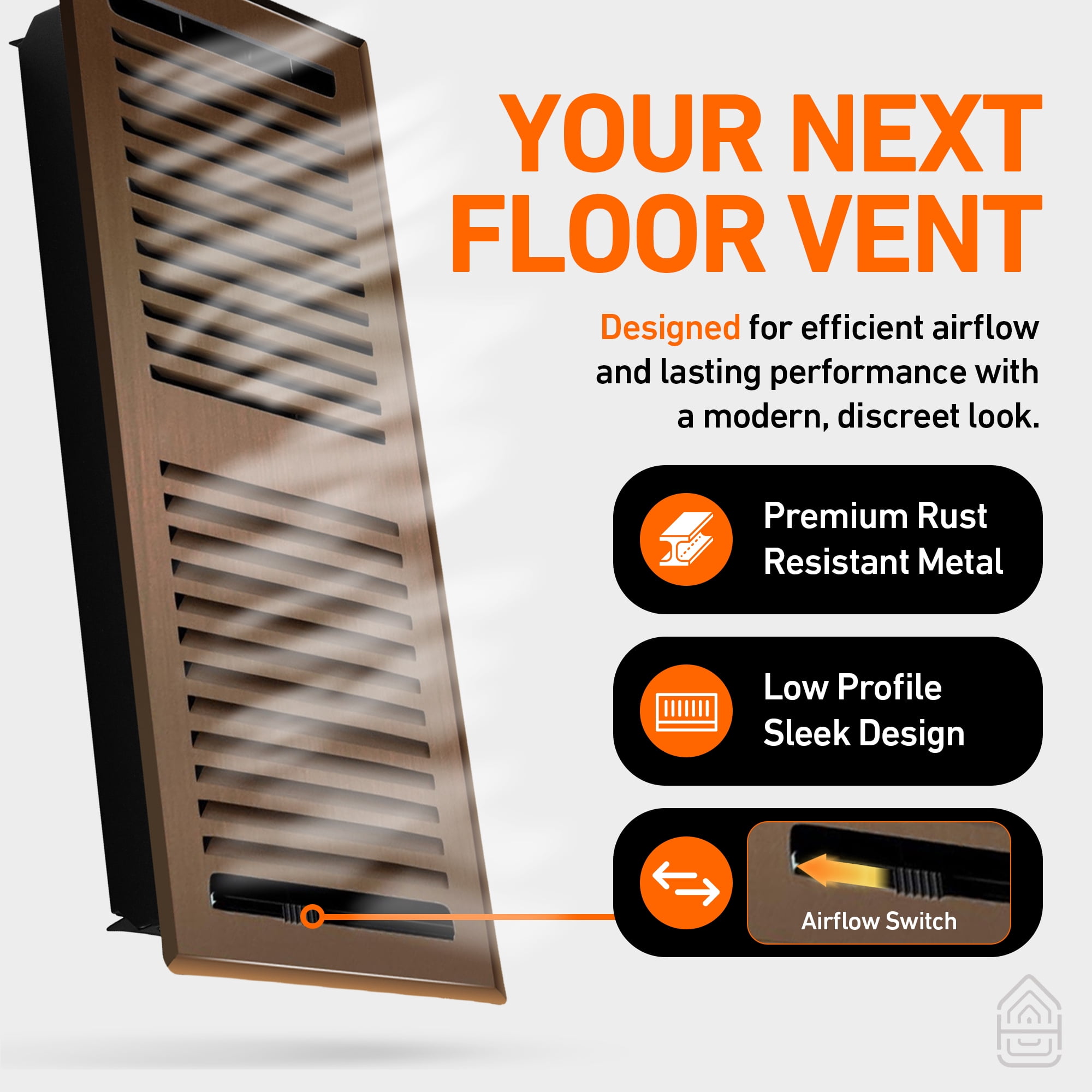 4X14 Floor Vent Covers Floor Register with Mesh Cover Trap, Heat and Air, Walkable Metal Floor Register for HVAC Duct, Contemporary, Oiled Bronze