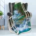 thumbnail image 4 of Landscape Soft Flannel Fleece Throw Blanket, Open Window to River Flowing down Inside a Forest with Spring Season Trees, Cozy Plush for Indoor and Outdoor Use, 60" x 80", Multicolor, by Ambesonne, 4 of 5
