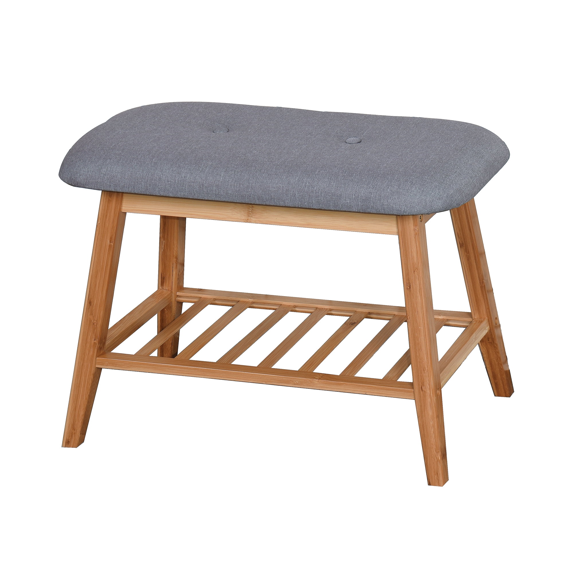 ACME Home Shoe Bench,Storage Entry Bench with Mesh Shelves Wood Seat