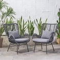 thumbnail image 1 of Chaises Club d'Extérieur en Osier avec Coussins (Ensemble de 2), 1 of 7