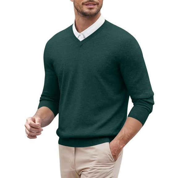 GBSYEWXS Pullover Sweater For Men Long Sleeve Solid Color Pullover Comfortable Warm Collared Sweaters Green