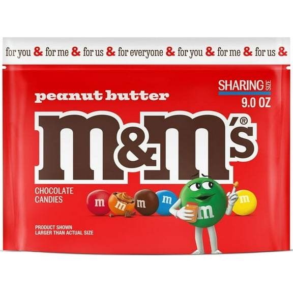 M&M's Peanut Butter Milk Chocolate Candy, Sharing Size - 9 oz pack of 2