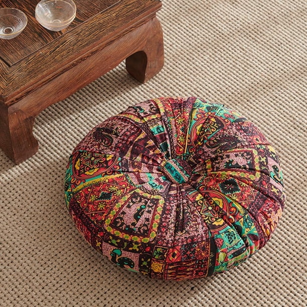 Nvzi Cojines de asiento para silla redondos estilo bohemio, decorativos, con diseño de mandala, suaves y cómodos, para sala de estar, cocina, oficina o lectura (rojo, 16")