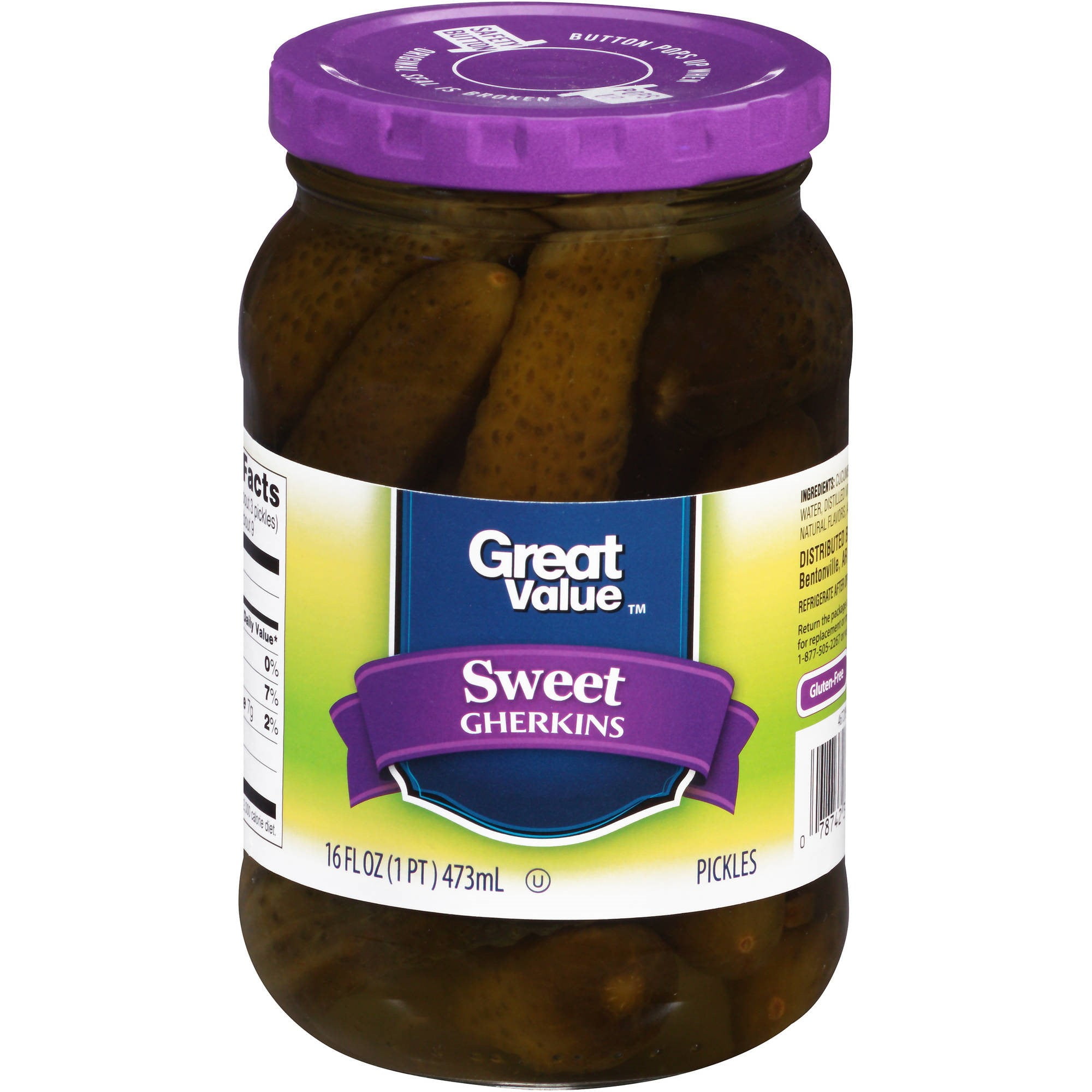 Great Value Sweet Gherkin Pickles, 16 Oz by Great Value