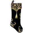 thumbnail image 2 of Northlight 21.5" Black and Gold Damask Velveteen Christmas Stocking with Tassel, 2 of 7