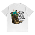 thumbnail image 2 of Give a Girl The Right Pair of Boots Pattern T Shirts Floral Boho Print Boots Tops Cowgirl Boots Graphics Tees White,M, 2 of 6