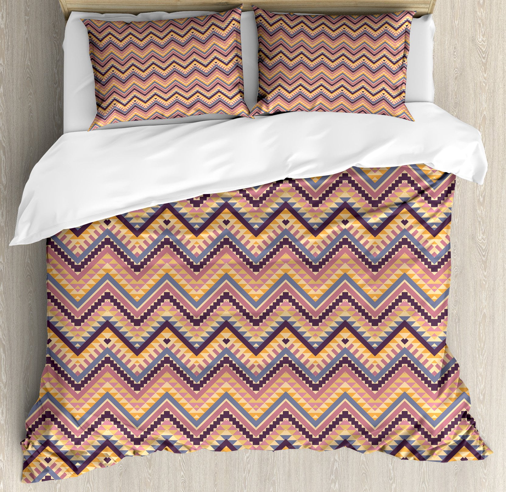 Aztec Queen Size Duvet Cover Set Ethnic Chevron Art Pattern Aztec Queen Size Duvet Cover Set Ethnic Chevron Art Pattern Inspired By Indigenous Native American Cultural Heritage Decorative 3 Piece Bedding With 2