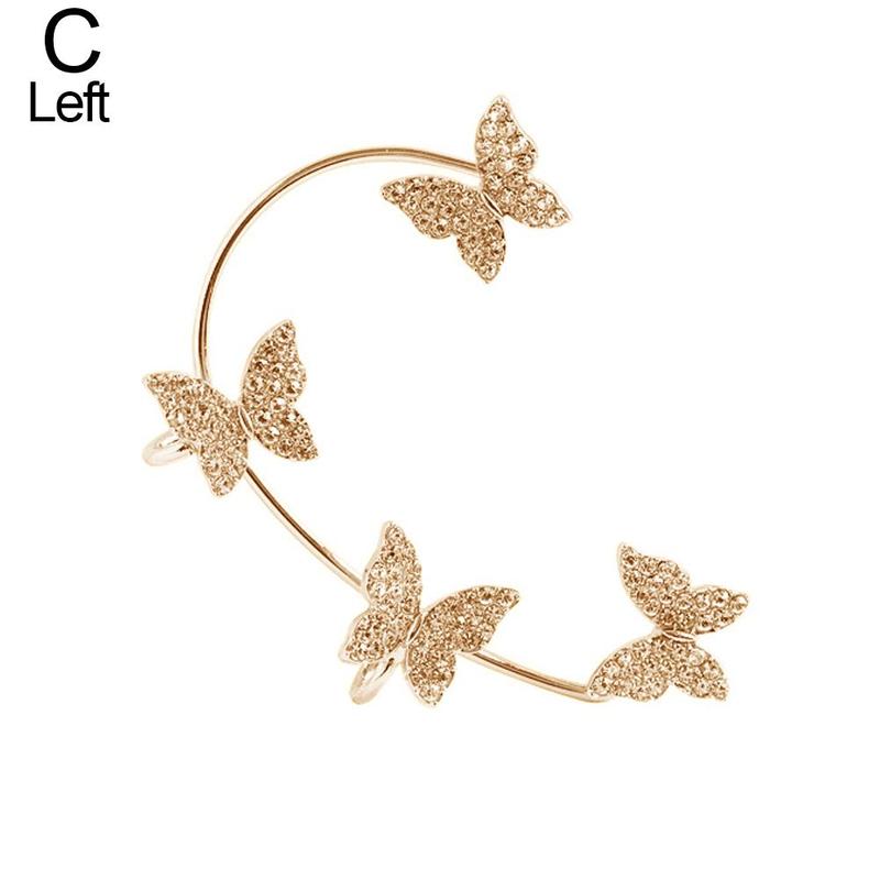 Zircon Butterfly Earrings Butterfly Wrap Around Ear Earrings Adjustable