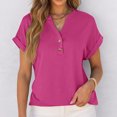 thumbnail image 3 of ​Basic Tees For Women, Cotton Short Sleeve Shirts Women Blusas Casuales De Mujer Bonitas Button Down Boho Tops Dress Dresses Summer 2025 Womens Casual Black Outfits Vacation Pink, 3 of 5