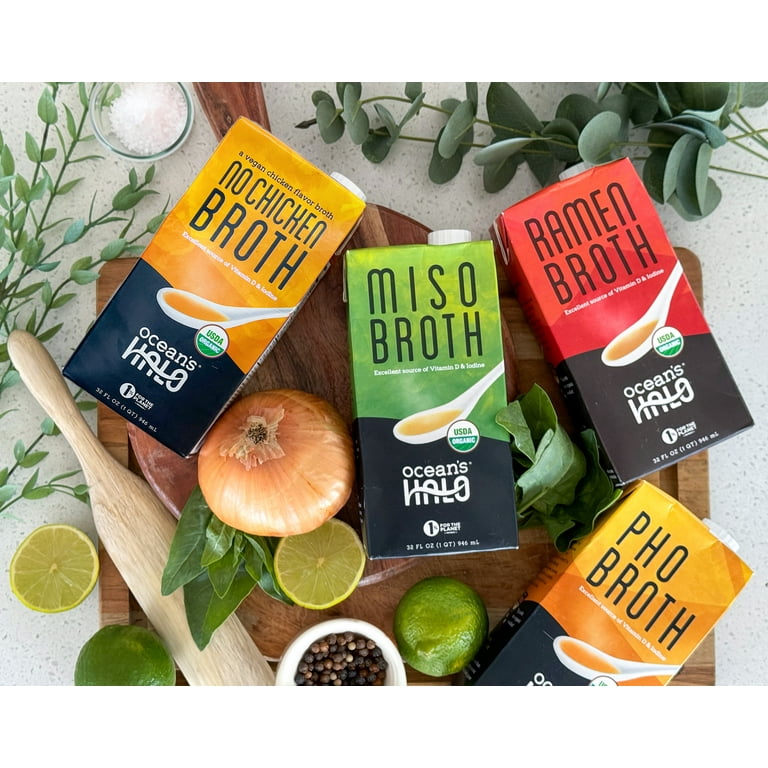 Ocean's Halo Organic Vegan Ramen Broth 32 oz Kelp-Based Soup for