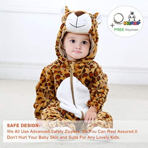 MICHLEY Unisex Bebé Invierno Con Capucha Mameluco Franela Estilo Panda Ropa Cosplay ,80cm-