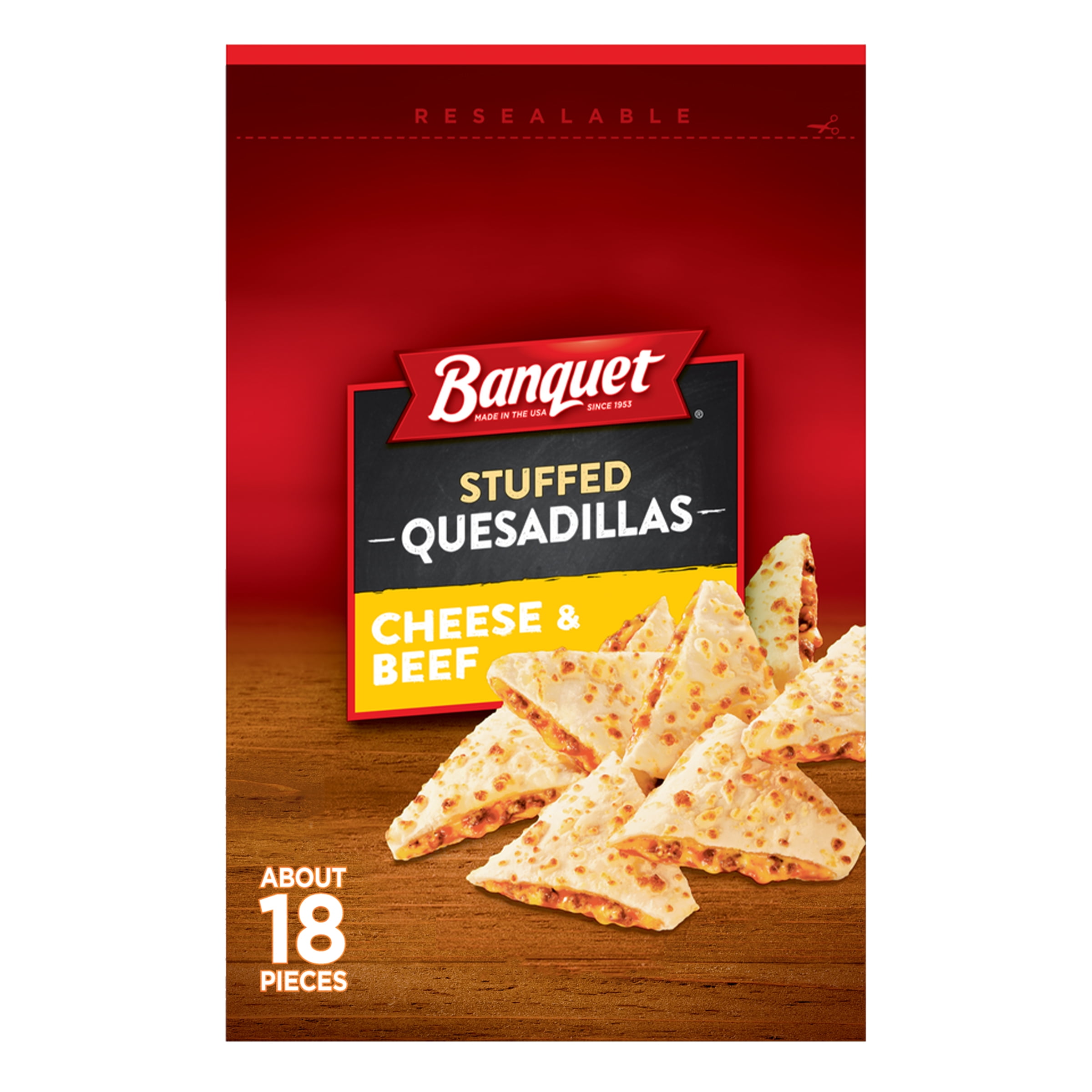 Banquet Cheese and Beef Stuffed Quesadillas Frozen Snack, 26 Ounce