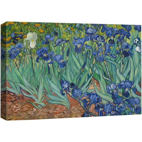 wall26 Canvas Print Wall Art Irises by Master Artist Vincent Van Gogh Nature Wilderness Illustrations Fine Art Relax/Calm Multicolor for Living Room, Bedroom, Office - 12"x18"
