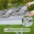 thumbnail image 6 of Black and White Geometric Quatrefoil Pattern Square Fitted Tablecloth with Elastic Edge,Square Table Cover,Washable Elastic Table Cover for Home Kitchen Party Decor 34"x34", 6 of 6