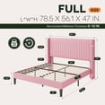 thumbnail image 3 of Einfach Full Bed Frame, Upholstered Platform Bed with Wingback Headboard, No Box Spring Required, Pink, 3 of 8