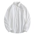 thumbnail image 1 of PMUYBHF Homme Noir Chemise Habillée pour Hommes Coupe Régulière Homme Automne Hiver Simple Décontractée Col à Revers Plage Manches Longues Vacances Plein Air Chemise de Vacances, 1 of 5