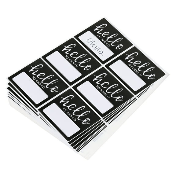 Uxcell Name Tag Stickers, Hi My Name Is Stickers Removable Sticker for Clothes, Black, 120 Pcs