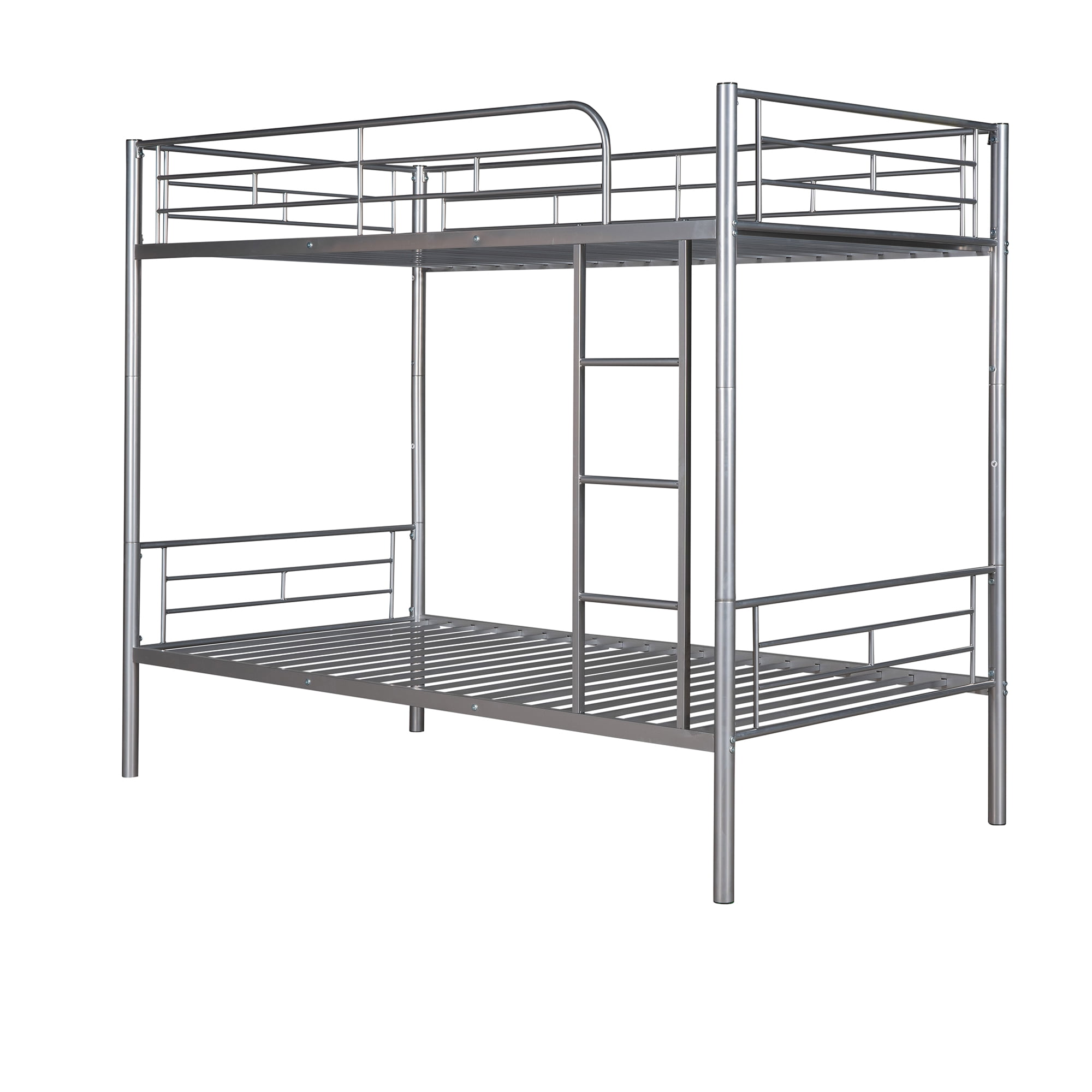Gewnee Convertible Metal  Bunk Bed,Twin over Twin Bunk Bed with Ladder and Full-Length Guardrail for Kids and Teens,Silver