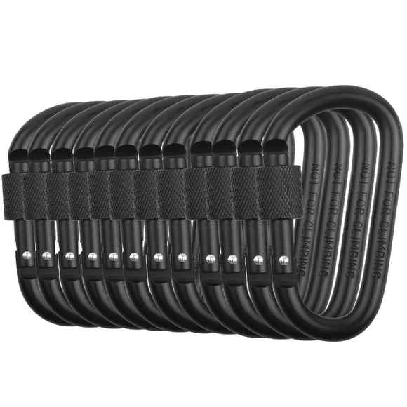 Clip Mosquetón con Seguro Vonpri en Forma de D, 7.62 cm, Aluminio Negro