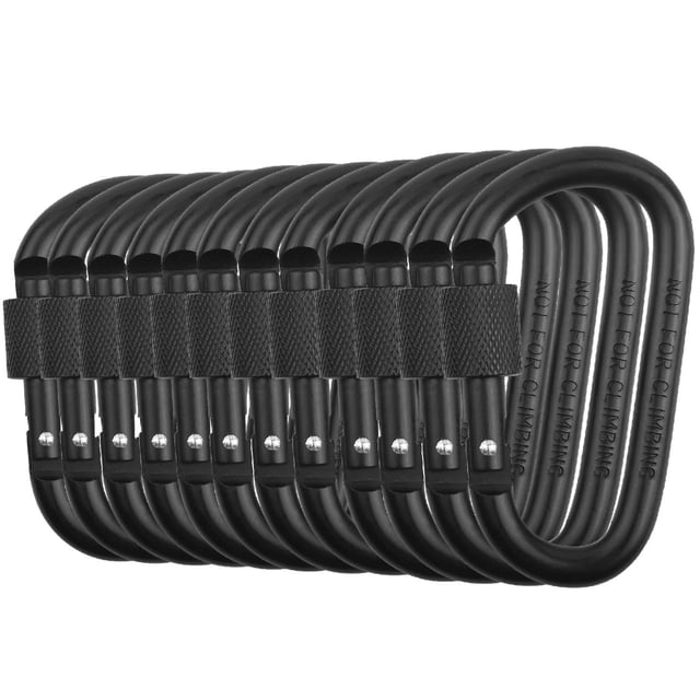 Clip Mosquetón con Seguro Vonpri en Forma de D, 7.62 cm, Aluminio Negro