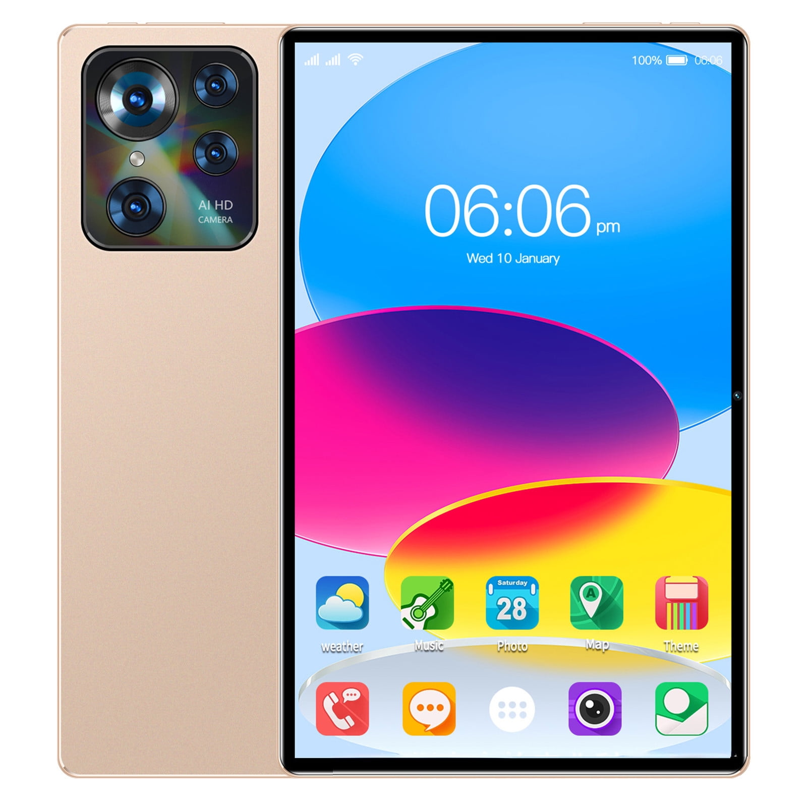 5G Android Tablet, 10.1-inch Android Tablet HD Display, 10.1 "Ultras-Thin Tablet with Face Recognitions, Plug-In Card Support Phone Communication for Learning Game Video Office
