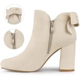 thumbnail image 3 of Unique Bargains Women's Round Toe Bow Decor Chunky Heel Ankle Boots, 3 of 7