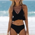 thumbnail image 2 of CELIEAN Women's Summer Solid Color Suspender Sexy Detachable Bra Split Bikini Swimsuit Black XL, 2 of 2