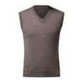 thumbnail image 3 of Mens Sweater Vest Tops Thickened Comfort Classic Sleeveless V Neck Knitted Mens Sweater Tops,Coffee,L, 3 of 3