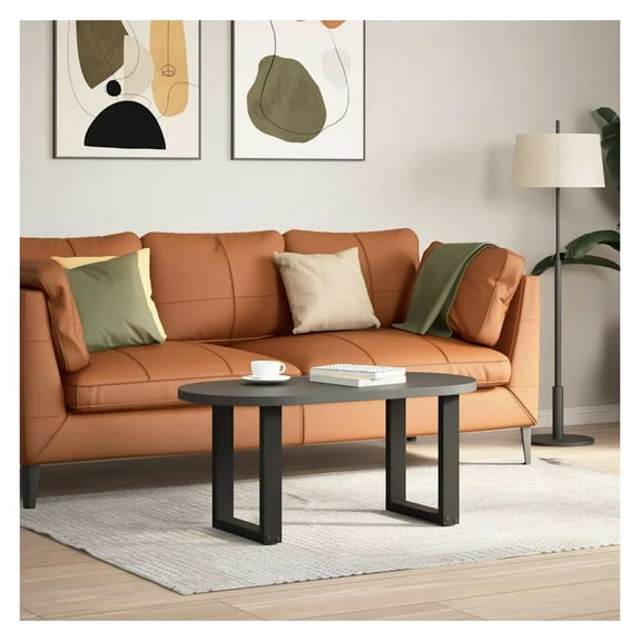 Coffee Table Legs - 2 Pcs Black Steel U-Shaped Legs - 15" Height Adjustable - 16.5"-16.9" Width - Modern Furniture Replacement Legs