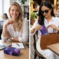 thumbnail image 4 of SEANATIVE Portable Sunglasses Case Neoprene Eyeglasses Pouch with Zipper, Dual Compartment Glasee Pouch Lightweight Protective Eyewear Case Multifunctional Glasses Bag, Violet Galaxy Butterfly, 4 of 7