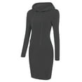 thumbnail image 2 of Diufon Women Hoodie Dress Long Sleeve Solid Pocket Knee Length Slim Pullover Dresses Casual Sweatshirt Fall Clothes for Women, 2 of 5