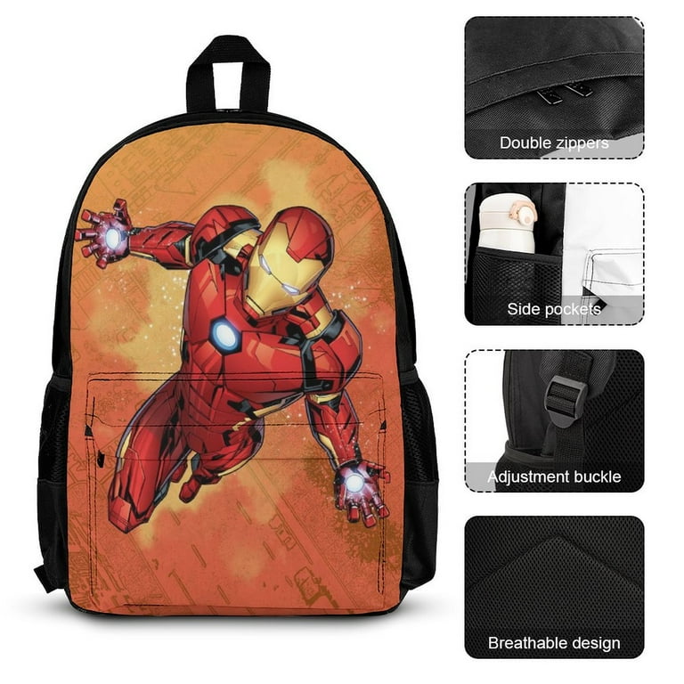 3PCS Iron Man Backpack Set Cartoon Backpacks with Pencil Case Lunch Bag Lunch Box For Kids Lightweight Travel Casual Daypack School Supplies Walmart
