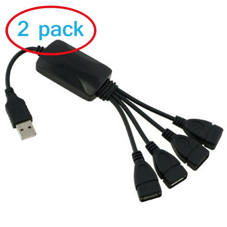 2-pack Black Octopus 4-Port High Speed USB 2.0 Hub