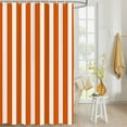 thumbnail image 4 of Fabric Shower Curtain, Orange and White Striped Geometric Bathroom Curtain with 12 Hooks Waterproof No Bad Odor Machine Washable Bath Curtains for Bathroom, Spa Room, 60"x72", 4 of 6