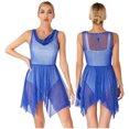 thumbnail image 3 of Ropa de baile lírica moderna para mujer, vestido de baile de alabanza de salón de baile con brillo brillante, vestidos de graduación con dobladillo asimétrico transparente, 3 of 5