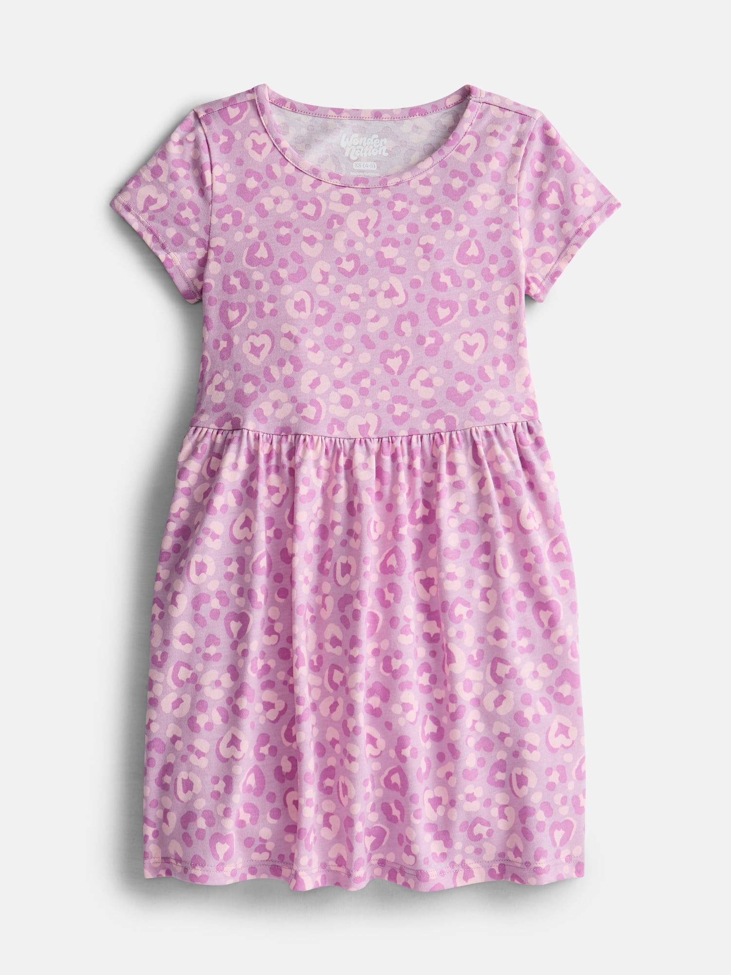 Wonder Nation Little Girls and Big Girls Play Dress with Short Sleeves, 2 Pack, Sizes XS-XXL