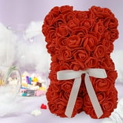 Way To Celebrate 9.25 Red Artificial Rose Bear Valentines Day Gift