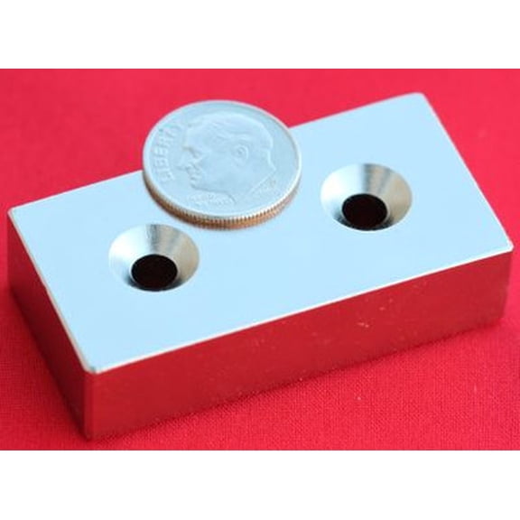 Neodymium Magnets 2 in x 1 in x 1/2 in Bar w/2 Countersunk Holes