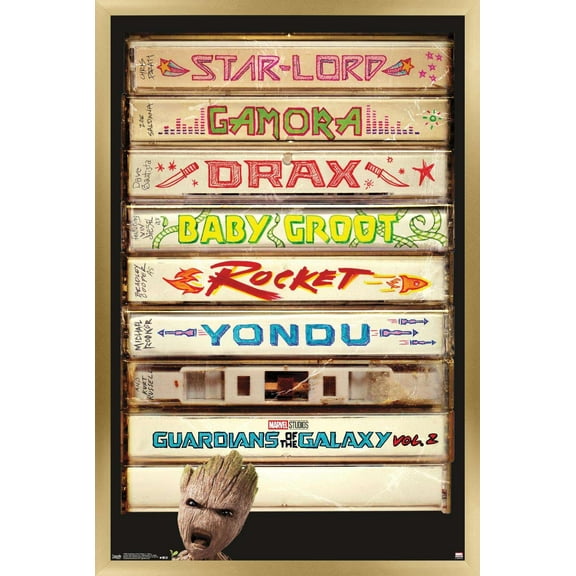 Marvel Cinematic Universe - Guardians of the Galaxy 2 - Tapes Wall Poster, 14.725" x 22.375", Framed