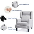 thumbnail image 4 of Subrtex Push Back Recliner Chair, Modern Upholstered Manual Wing Chair with Extending Footrest Linen Fabric Recliner Chair (1 PC, Gray), 4 of 6
